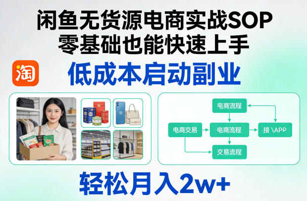 闲鱼无货源电商实战SOP，零基础也能快速上手，低成本启动副业，轻松月入2w+-21资源库