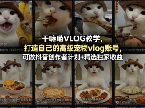 干嘛喵VLOG教学，打造自己的高级宠物vlog账号，可做抖音创作者计划+精选独家收益-21资源库
