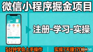 微信小程序掘金项目，项目很简单，5分钟就能学会上手操作，实操7天賺了1700+【揭秘】-21资源库