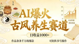 AI爆火古风养生赛道，日收益1k+单条作品点赞破万+，可矩阵多号操作【揭秘】-21资源库