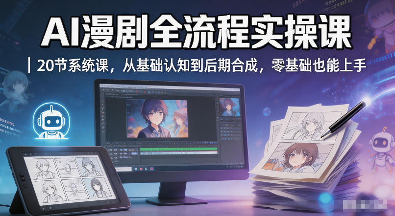 AI漫剧全流程实操课｜20节系统课，从基础认知到后期合成，零基础也能上手-21资源库