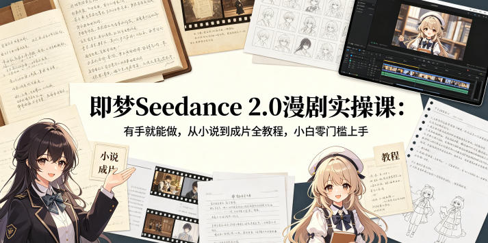 即梦Seedance 2.0漫剧实操课：有手就能做，从小说到成片全教程，小白零门槛上手-21资源库