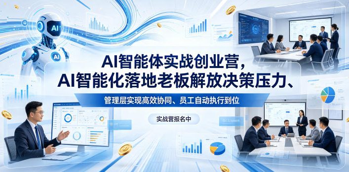 AI智能体实战创业营26年4月23-25号线下课，AI智能化落地老板解放决策压力、管理层实现高效协同、员工自动执行到位-21资源库
