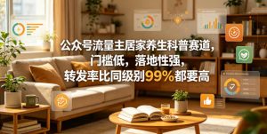 公众号流量主居家养生科普赛道，门槛低，落地性强，转发率比同级别99％都要高-21资源库