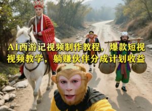 AI西游记视频制作教程，爆款短视频教学，躺賺伙伴分成计划收益-21资源库