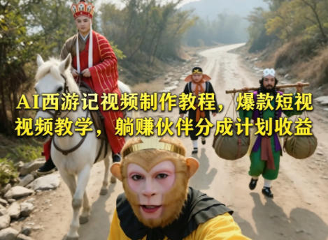 AI西游记视频制作教程，爆款短视频教学，躺賺伙伴分成计划收益-21资源库