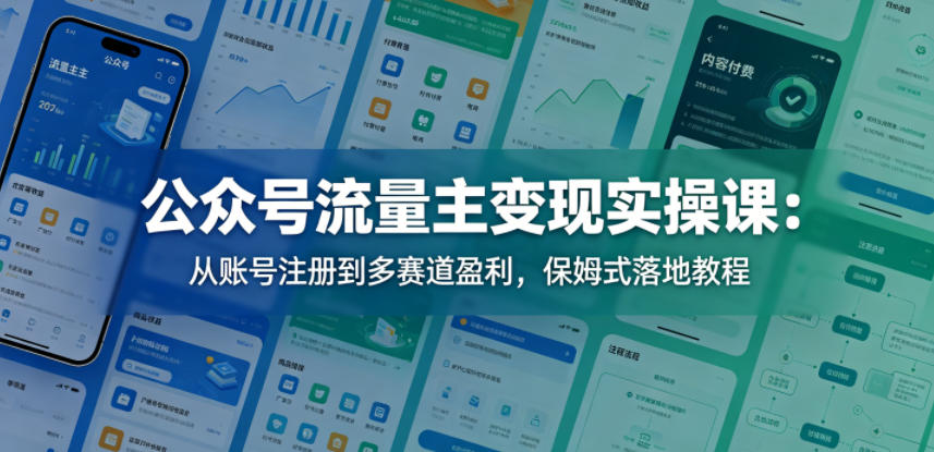 公众号流量主变现实操课：从账号注册到多赛道盈利，保姆式落地教程-21资源库