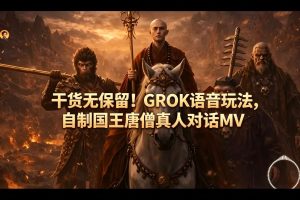 干货无保留！GROK语音玩法，自制国王唐僧真人对话MV-21资源库