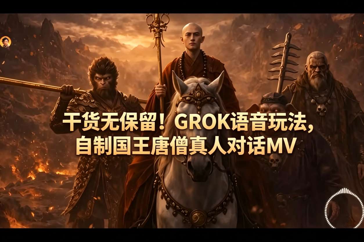 干货无保留！GROK语音玩法，自制国王唐僧真人对话MV-21资源库