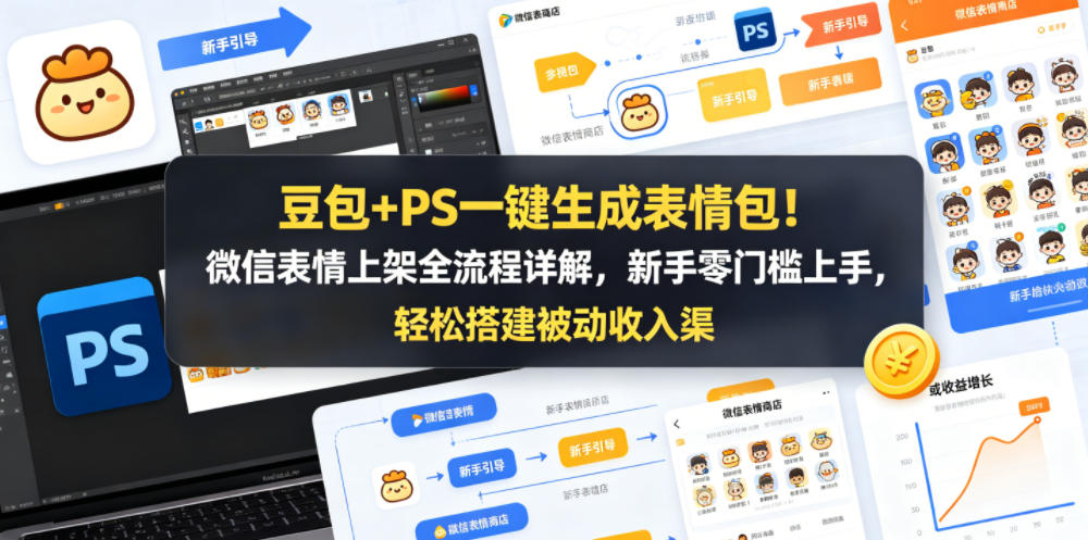 豆包+PS一键生成表情包！微信表情上架全流程详解，新手零门槛上手，轻松搭建被动收入渠道-21资源库