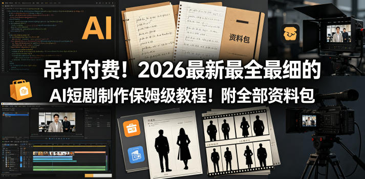 吊打付费！2026最新最全最细的AI短剧制作保姆级教程！附全部资料包-21资源库
