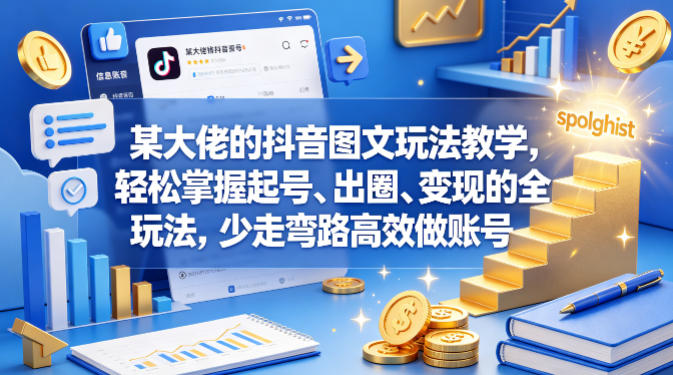 某大佬的抖音图文玩法教学，轻松掌握起号、出圈、变现的全套玩法，少走弯路高效做账号-21资源库