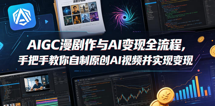 AIGC漫剧创作与AI变现全流程，手把手教你自制原创AI视频并实现变现-21资源库