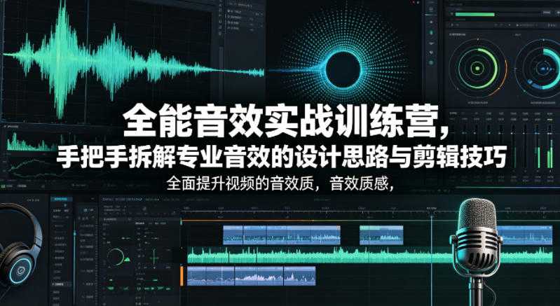 全能音效实战训练营，手把手拆解专业音效的设计思路与剪辑技巧，全面提升视频的音效质感-21资源库