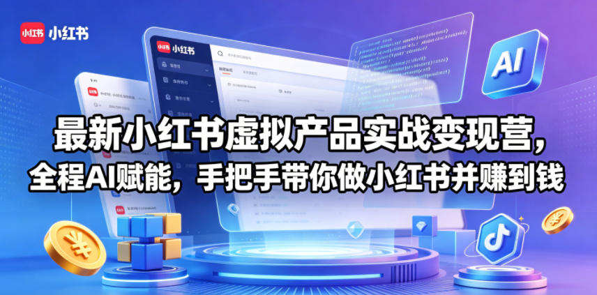 最新小红书虚拟产品实战变现营，全程AI赋能，手把手带你做小红书并赚到钱-21资源库