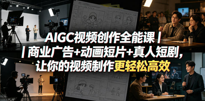 AIGC视频创作全能课｜商业广告+动画短片+真人短剧，让你的视频制作更轻松高效-21资源库