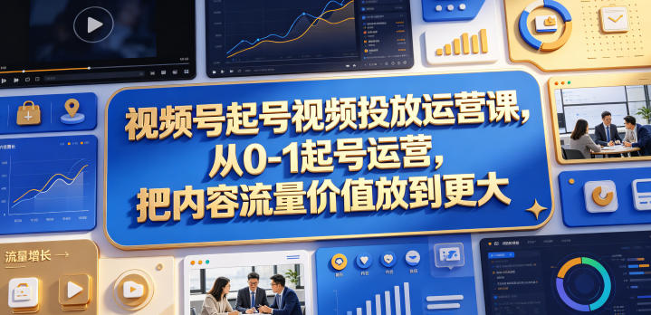 视频号起号视频投放运营课，从0-1起号运营，把内容流量价值放到更大-21资源库
