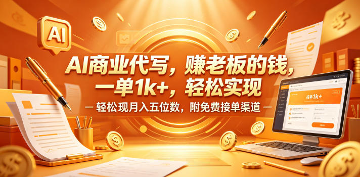 AI商业代写，賺老板的钱，一单1k+，轻松实现月入五位数，附免费接单渠道【揭秘】-21资源库