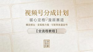 视频号分成计划，暖心定格漫画赛道，爆款频出，变现能力强，可矩阵批量起号【全流程教程】-21资源库