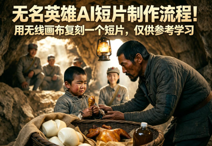 无名英雄AI短片制作流程！用无线画布复刻一个短片，仅供参考学习-21资源库