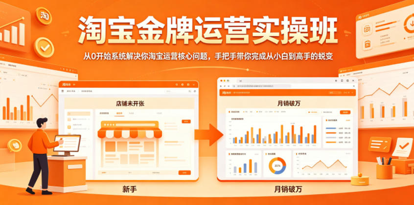 淘宝金牌运营实操班，从0开始系统解决你淘宝运营核心问题，手把手带你完成从小白到高手的蜕变-21资源库