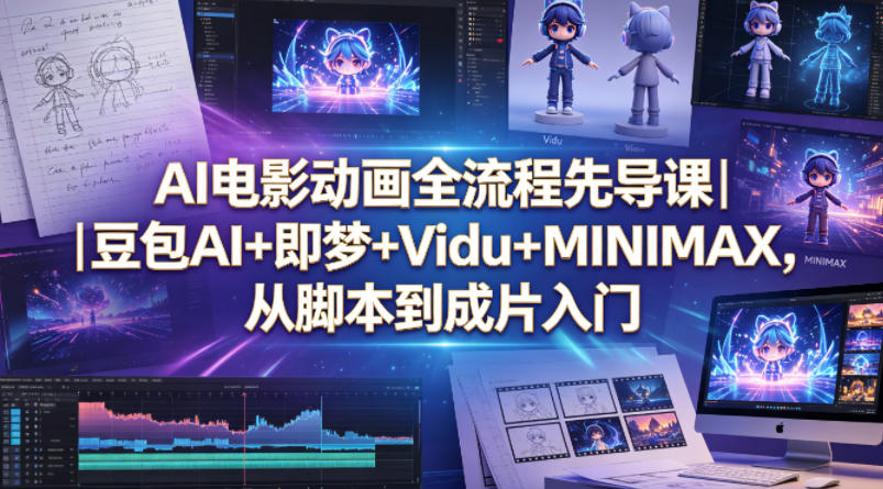 AI电影动画全流程先导课｜豆包AI+即梦+Vidu+MINIMAX，从脚本到成片入门-21资源库