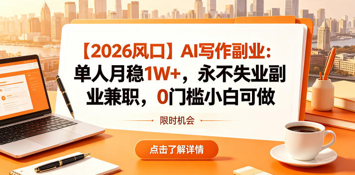 【2026风口】AI写作副业：单人月稳1W+，永不失业副业兼职，0门槛小白可做【揭秘】-21资源库