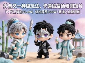抖音又一神级玩法，卡通绒耀幼稚园短片，3个作品吸粉25.6W，轻松获赞300W+普通人也能复制-21资源库