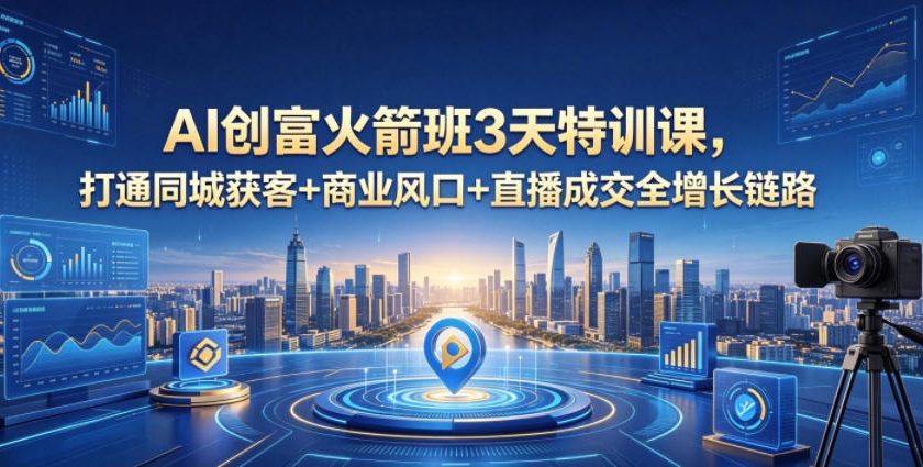 AI创富火箭班3天特训课，打通同城获客+商业风口+直播成交全增长链路，2026年4月新课-21资源库