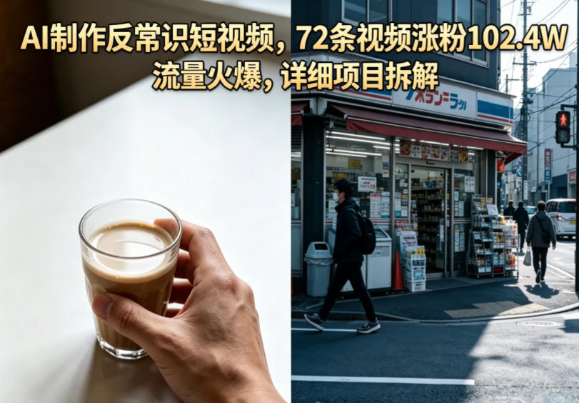 AI制作反常识短视频，72条视频涨粉102.4W，流量火爆，详细项目拆解-21资源库