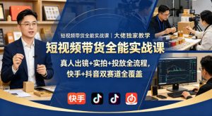 短视频带货全能实战课｜大佬独家教学，真人出镜+实拍+投放全流程，快手+抖音双赛道全覆盖-21资源库
