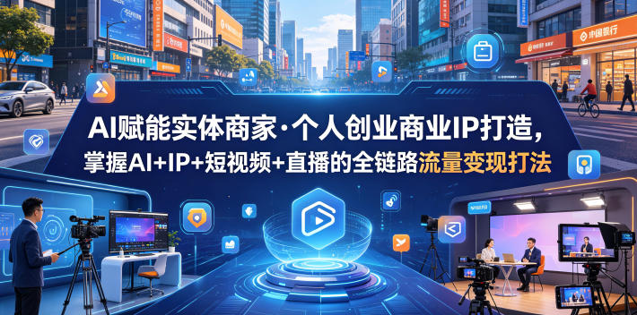 AI赋能实体商家·个人创业商业IP打造，掌握AI+IP+短视频+直播的全链路流量变现打法-21资源库