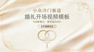 小众冷门赛道，婚礼开场视频模板，168条笔记，变现超20W+【详细教程】-21资源库