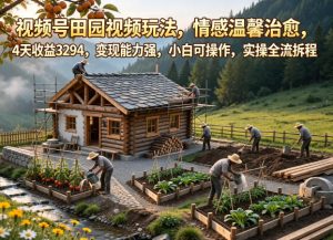 视频号田园视频玩法，情感温馨治愈，4天收益3294，变现能力强，小白可操作，实操全流程拆解-21资源库