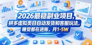 2026最稳副业项目,拼多多虚拟类目自动发货和客服玩法,睡觉都在进账,月1-5W【揭秘】-21资源库