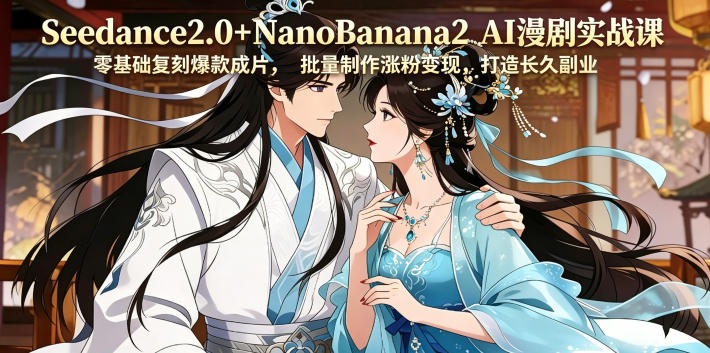 Seedance2.0+NanoBanana2 AI漫剧实战课，零基础复刻爆款成片涨粉变现，打造长久副业收益-21资源库