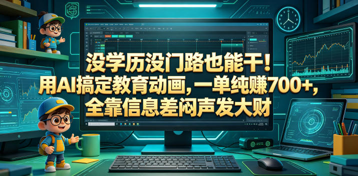 没学历没门路也能干！用AI搞定教育动画，一单纯賺700+，全靠信息差闷声发大财【揭秘】-21资源库