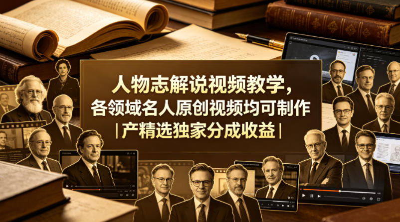 人物志解说视频教学，各领域名人原创视频均可制作丨精选独家分成收益（更新0430）-21资源库