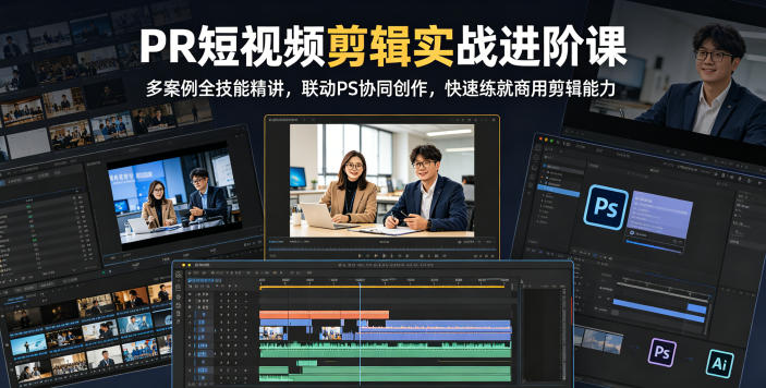PR短视频剪辑实战进阶课，多案例全技能精讲，联动PS协同创作，快速练就商用剪辑能力-21资源库