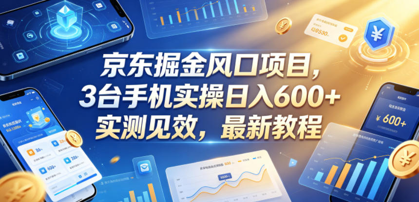 京东掘金风口项目，3台手机实操日入600+，实测见效，最新教程【揭秘】-21资源库