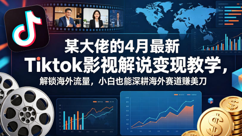 某大佬的4月最新Tiktok影视解说变现教学，解锁海外流量，小白也能深耕海外赛道賺美刀（更新）-21资源库