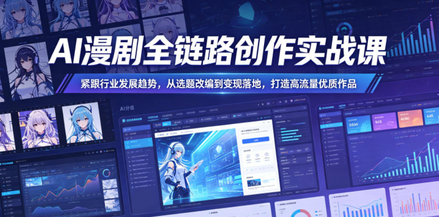 AI漫剧全链路创作实战课，紧跟行业发展趋势，从选题改编到变现落地，打造高流量优质作品-21资源库