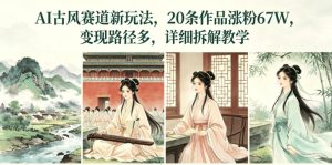 AI古风赛道新玩法，20条作品涨粉67W，变现路径多，详细拆解教学-21资源库