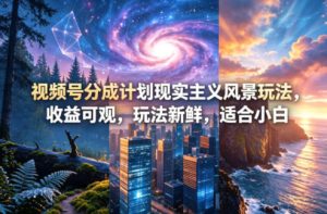 视频号分成计划现实主义风景玩法，收益可观，玩法新鲜，适合小白-21资源库
