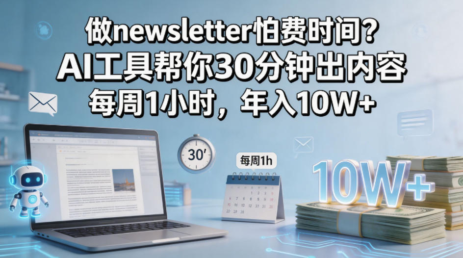 做newsletter怕费时间？AI工具帮你30分钟出内容，每周1小时，年入10W+！【原创双语字幕】-21资源库