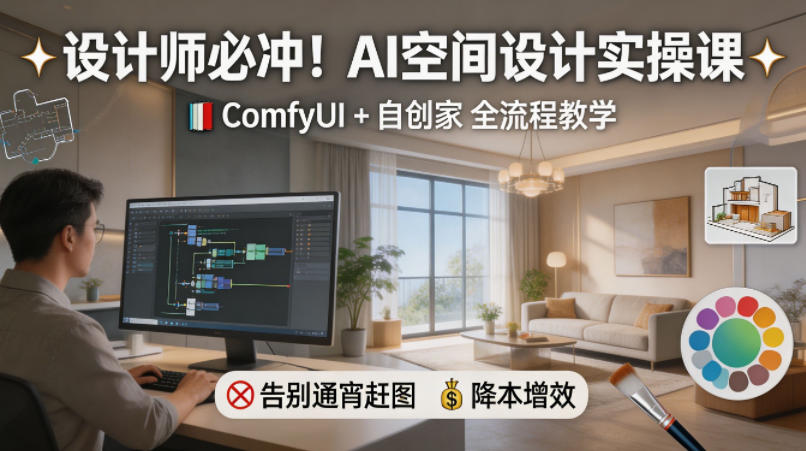 设计师必冲！AI空间设计实操课，ComfyUI+自创家全教学，告别通宵赶图，降本增效-21资源库