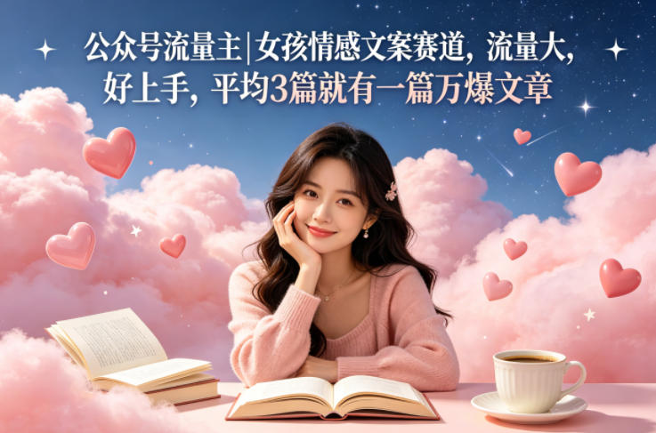 公众号流量主女孩情感文案赛道，流量大，好上手，平均3篇就有一篇万爆文章-21资源库