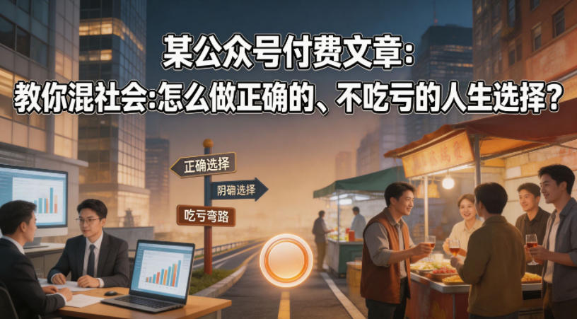 某公众号付费文章：教你混社会：怎么做正确的、不吃亏的人生选择？-21资源库