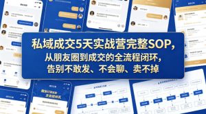 私域成交5天实战营完整SOP，从朋友圈到成交的全流程闭环，告别不敢发、不会聊、卖不掉-21资源库