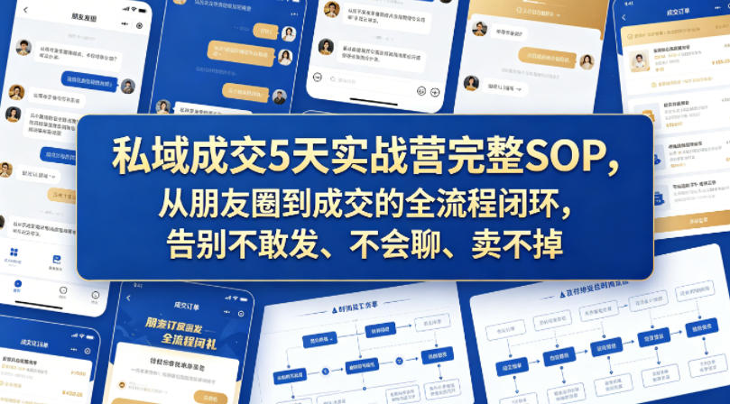 私域成交5天实战营完整SOP，从朋友圈到成交的全流程闭环，告别不敢发、不会聊、卖不掉-21资源库